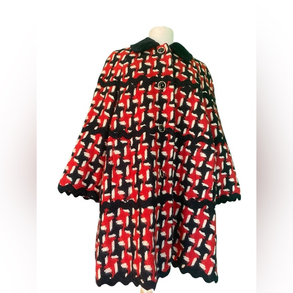 Moschino Jackets & Blazers - Vintage Moschino Cheap & Chic black white red plaid wool mohair coat Nanny Fran